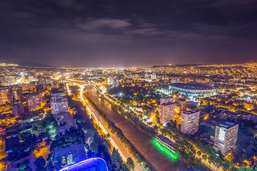 Night Tbilisi Captured From 33rd Floor - Georgianjournal