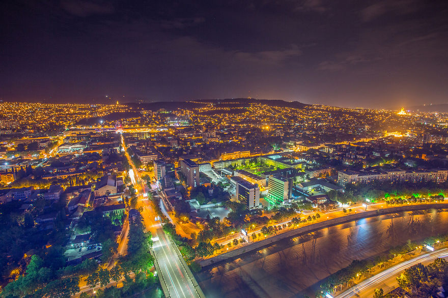 Night Tbilisi captured from 33rd floor - GeorgianJournal